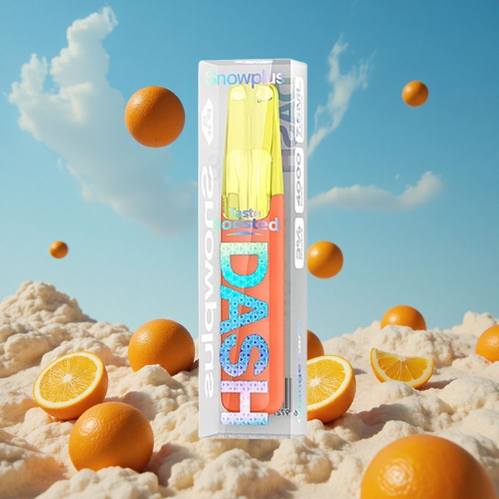 Oranje Frisdrank Snowplus Dash 4000 Puffs Keramische Belgie Groothandel
