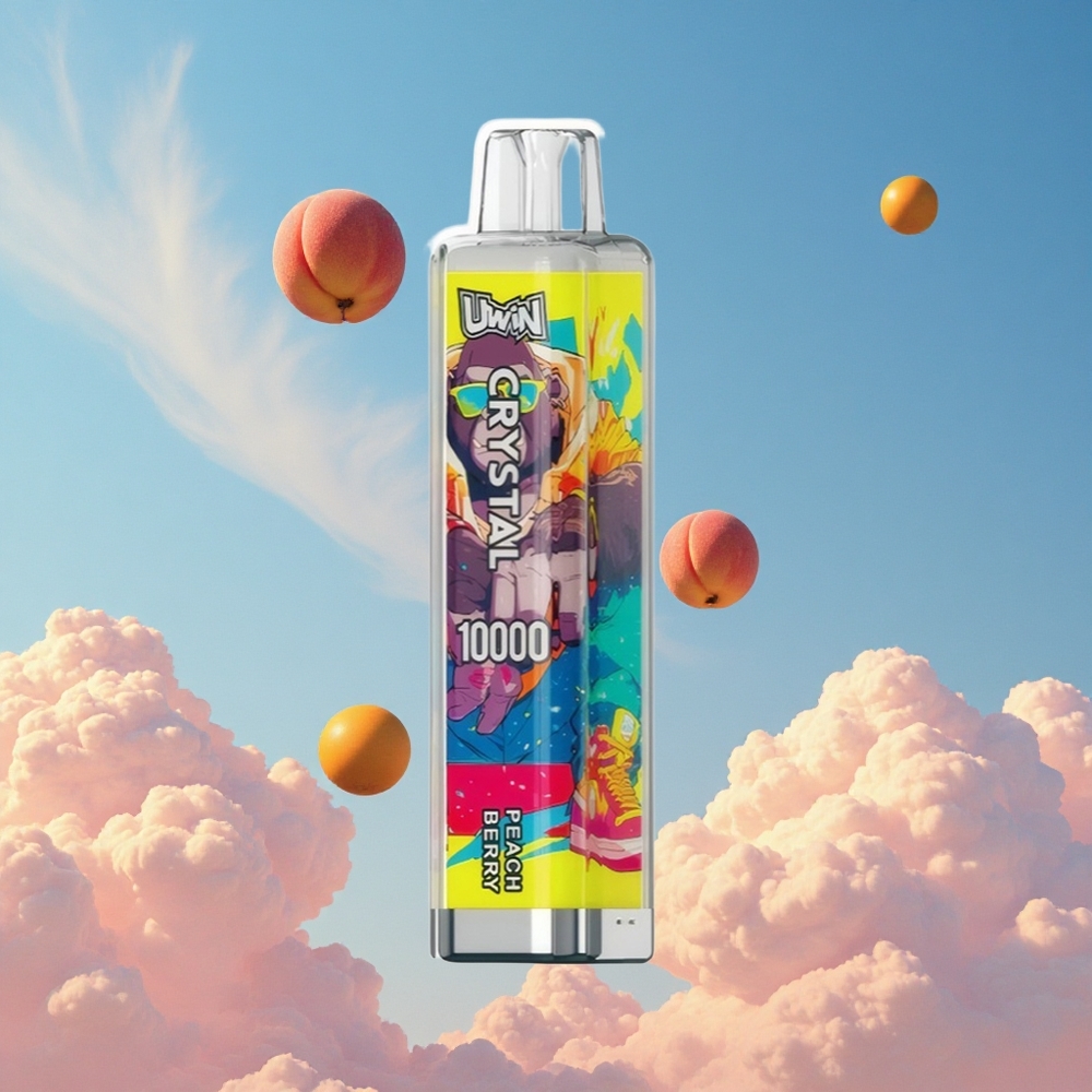 Perzik Bes Branden + UWIN Crystal + 10000 Puffs + RGB Verlichting + 18ml + Belgie Groothandel