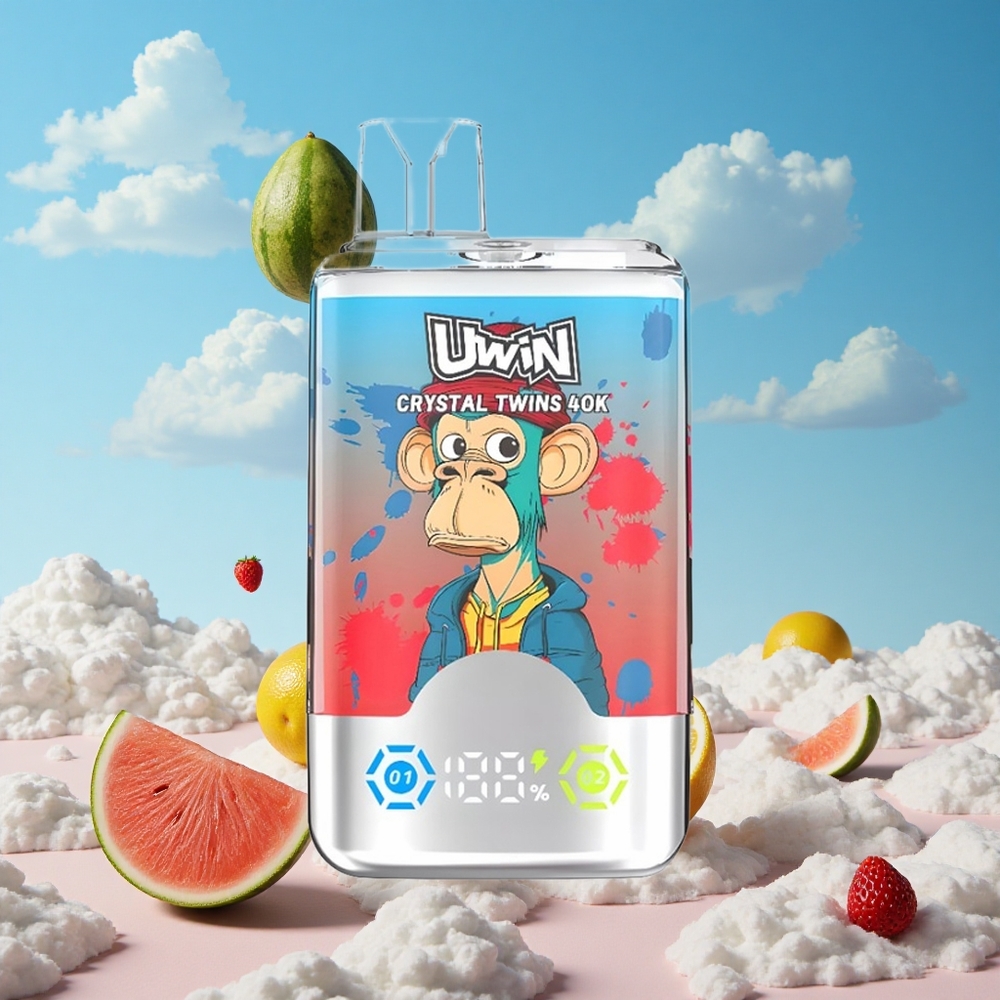 Aardbei Watermeloen Citroen Limoen UWIN Crystal Twins 40000 Puffs Oplaadbaar Belgie Groothandel