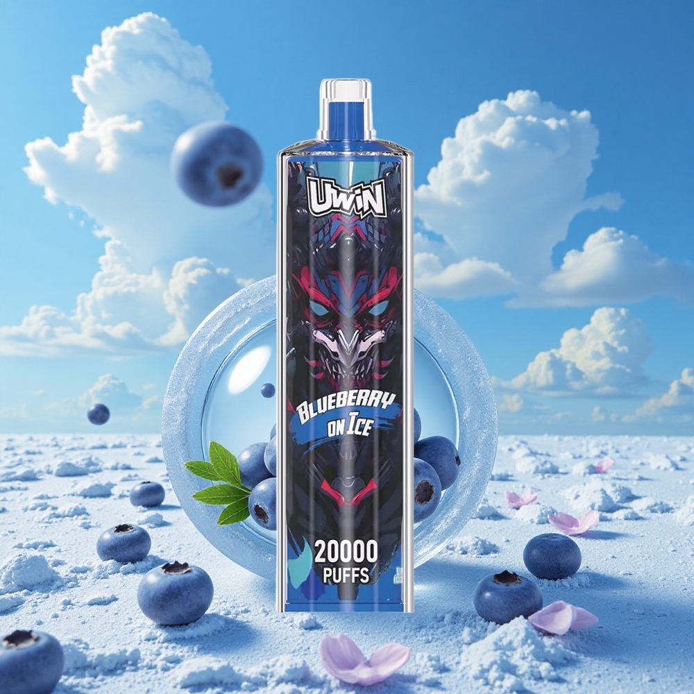 Blauwe Bes Op IJs Uwin Shisha Hookah Crystal 20000 Puffjes Belgie Groothandel