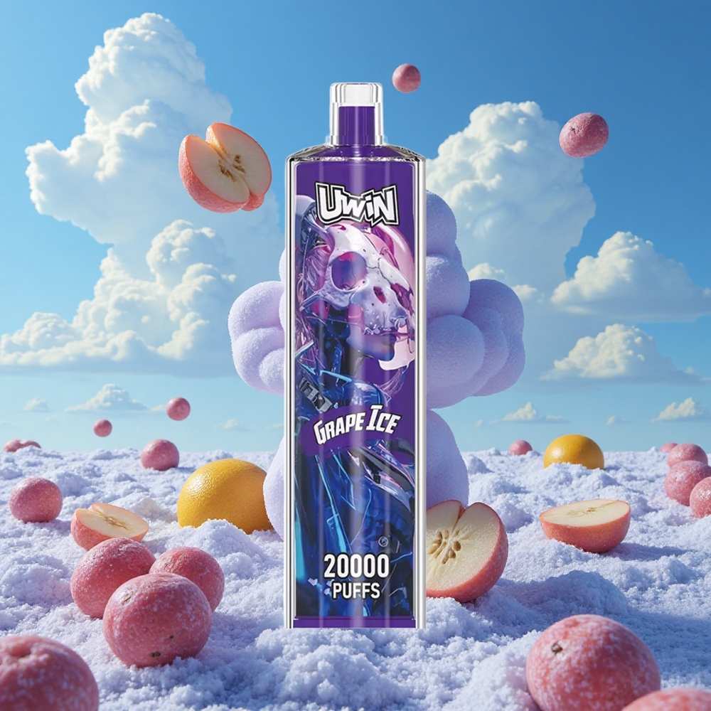 Druif IJs Uwin Shisha Hookah Crystal 20000 Puffs 22ml Capaciteit Mesh Spoel Belgie Groothandel