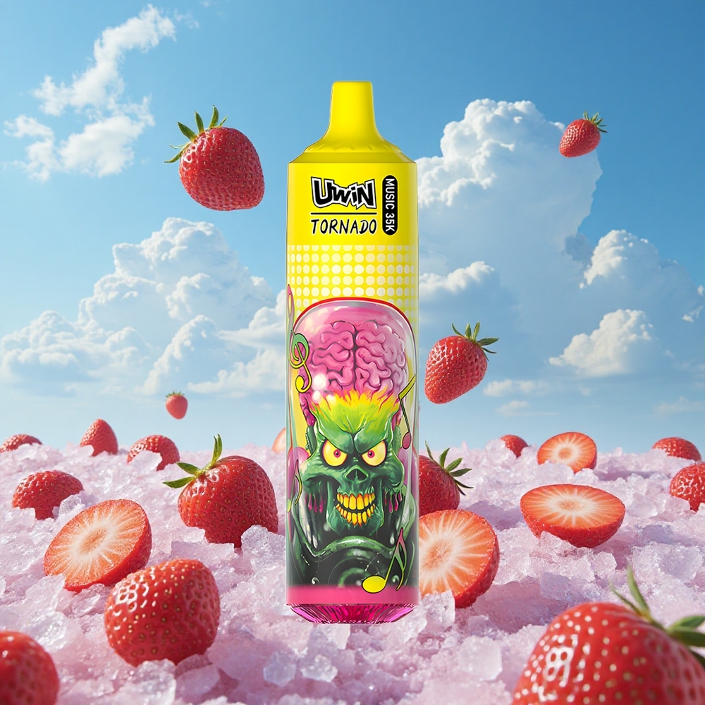 Aardbei IJs Uwin Tornado 35K Muziek Wegwerp Vape 35000 Puffs Belgie Groothandel