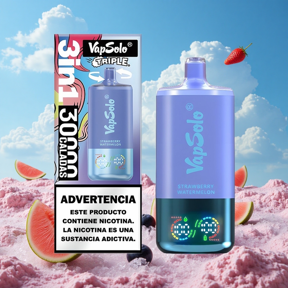 Aardbei Watermeloen & Bosbes Ijs VapSolo Triple 30000 Puffs 40ml Belgie Groothandel