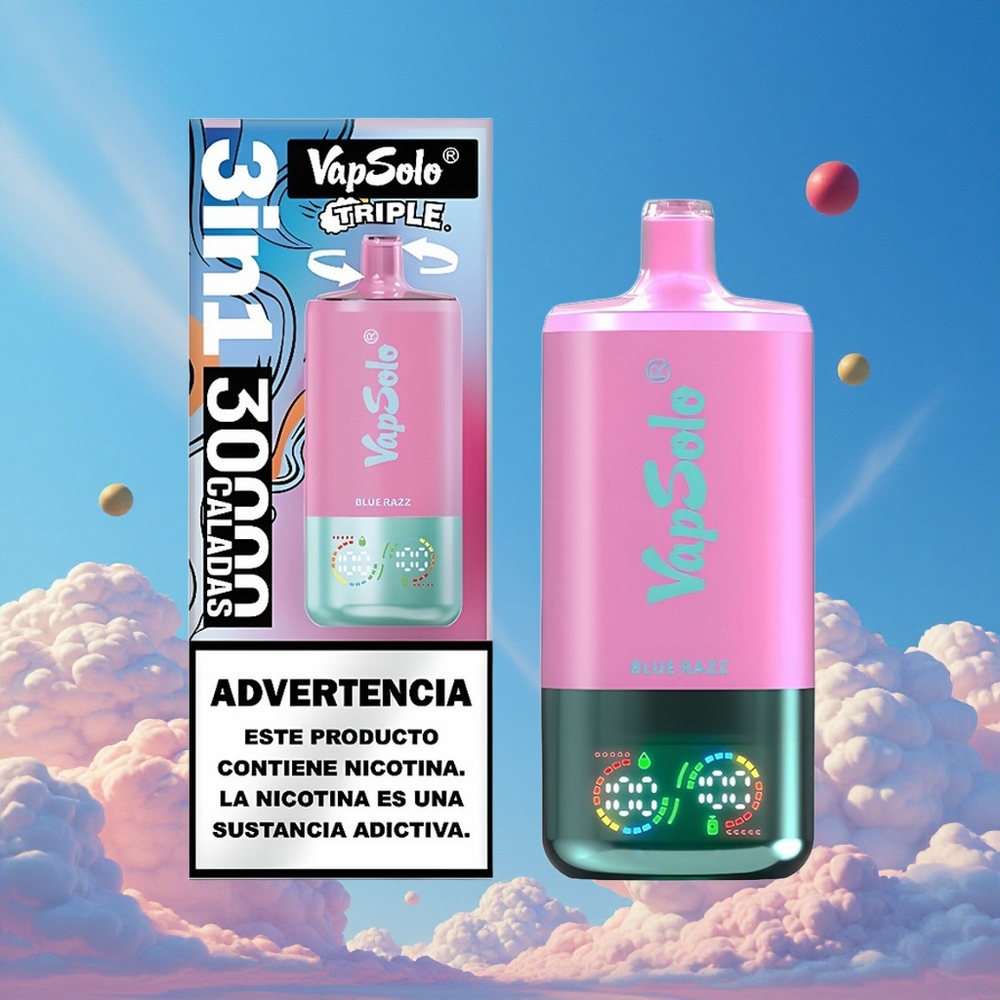 Blauwe Framboos VapSolo Triple 30000 Puffs 40ml Belgie Groothandel