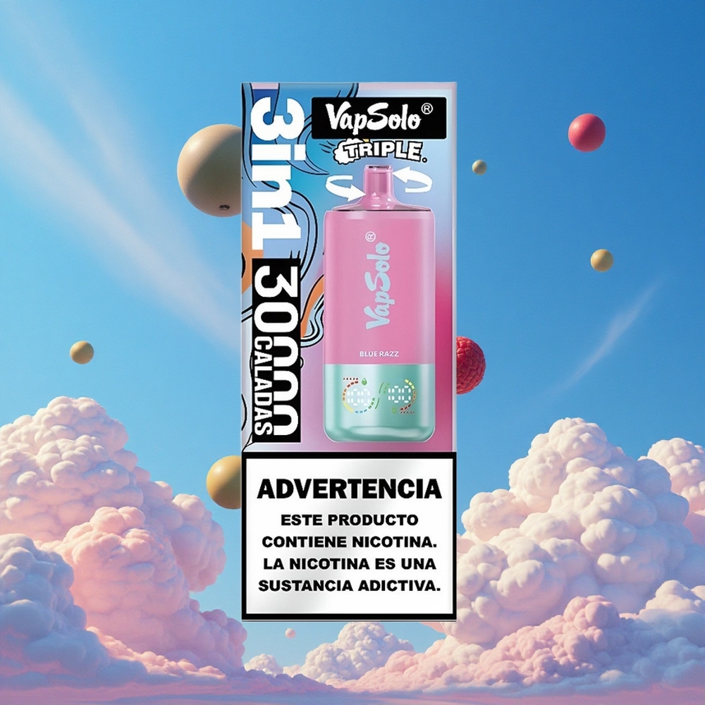 Blauwe Framboos VapSolo Triple 30000 Puffs 40ml Belgie Groothandel