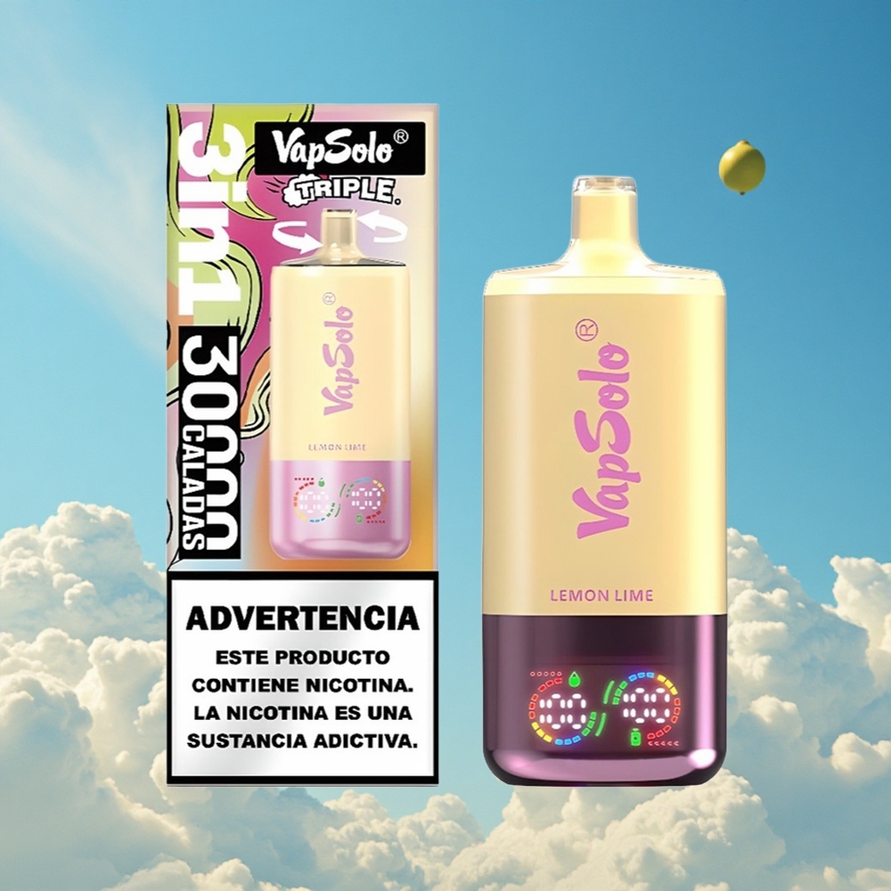 Citroen Limoen VapSolo Triple 30000 Puffs 40ml Belgie Groothandel