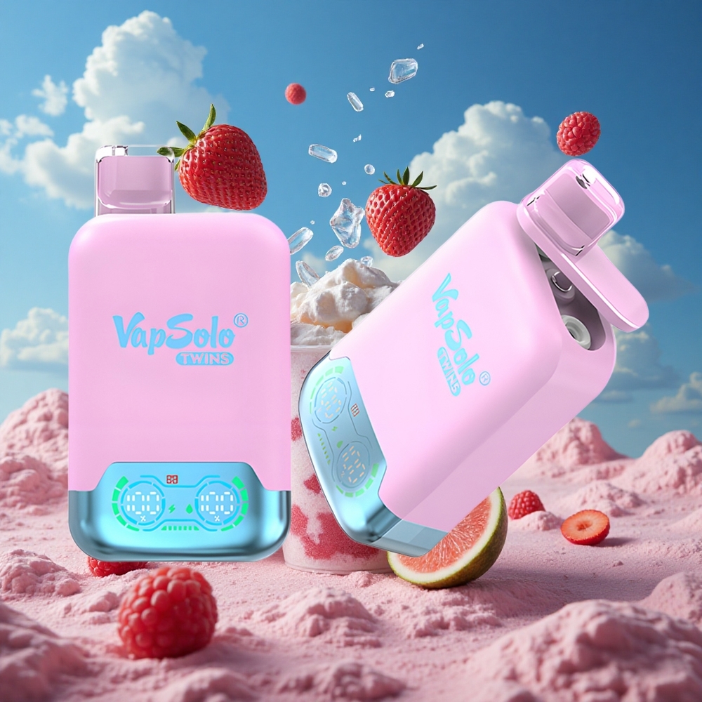 Zwart IJs Drakenvrucht Aardbei & Framboos Watermeloen Vapsolo Twins 20000 Puffs 40 ml Belgie Groothandel