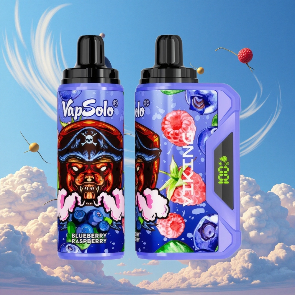 Blauwe Bes Framboos VapSolo VIKING 12000 Puffs 22ml Belgie Groothandel