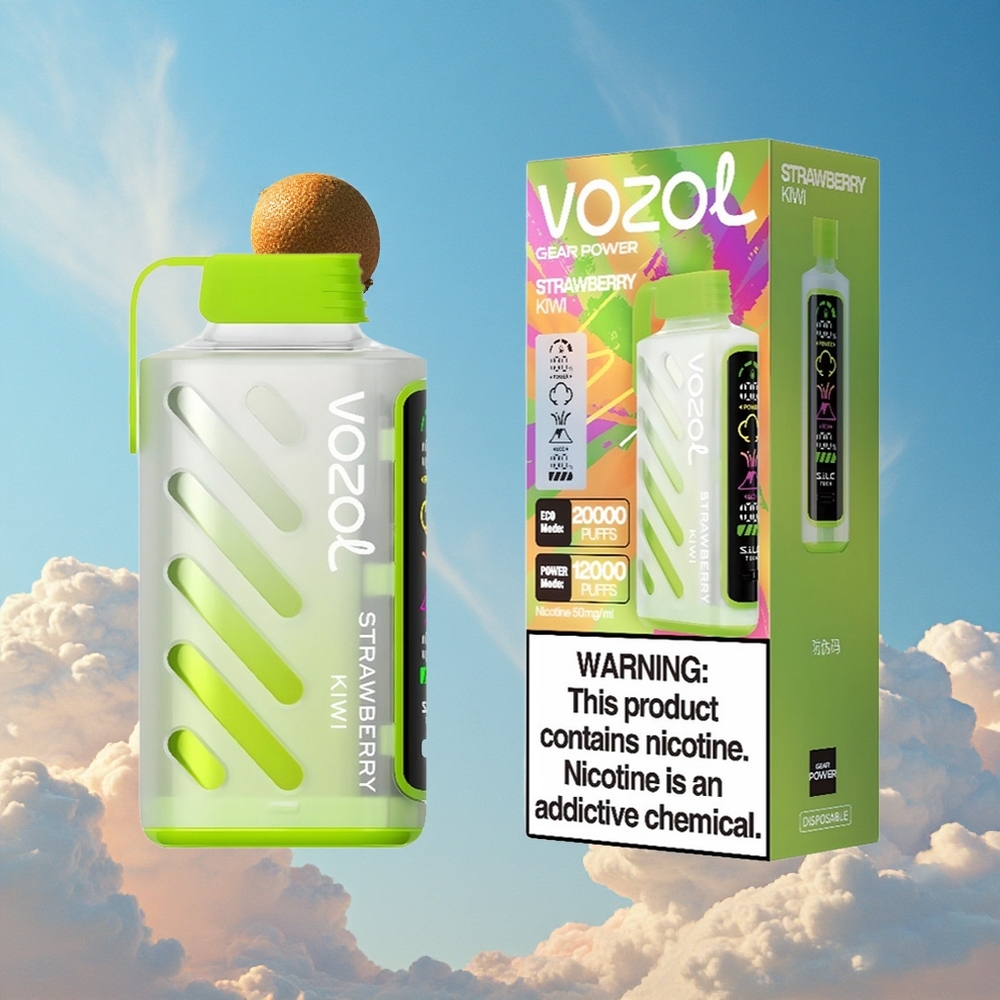 Aardbei Kiwi VOZOL Gear Power 20000 Puffs Dubbele Mesh Spoel Coil Belgie Groothandel