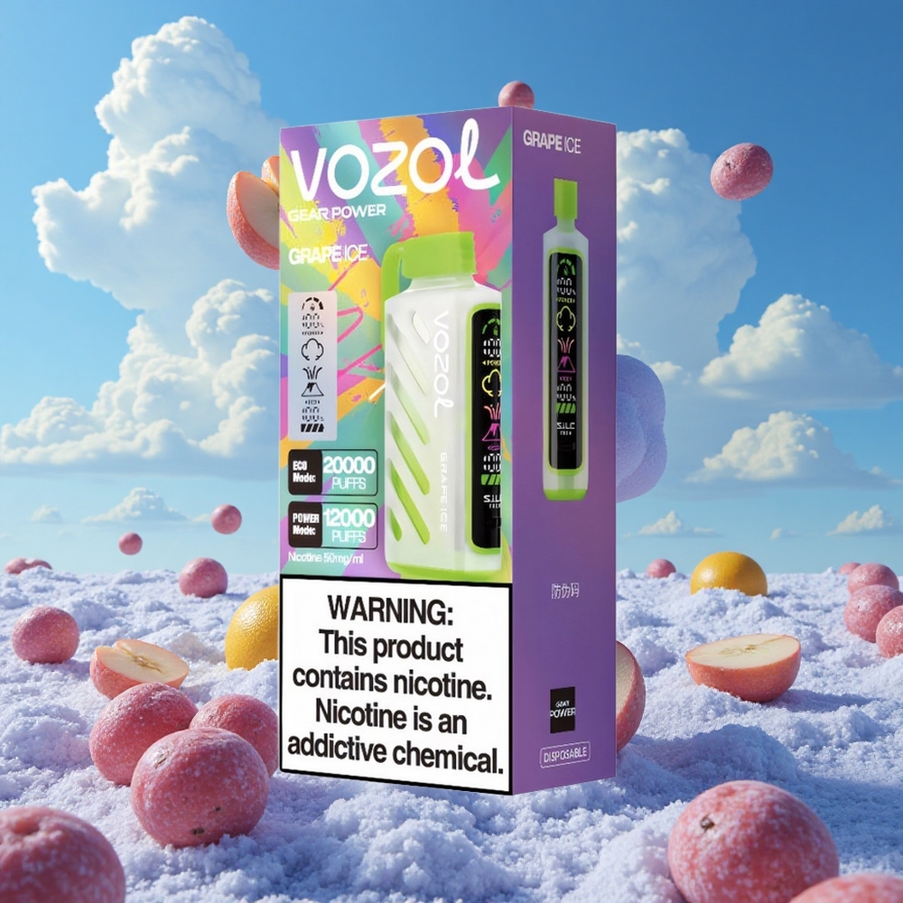 Druiven IJs VOZOL Gear Power 20000 Puffs Dubbele Mesh Spoel Coil Belgie Groothandel