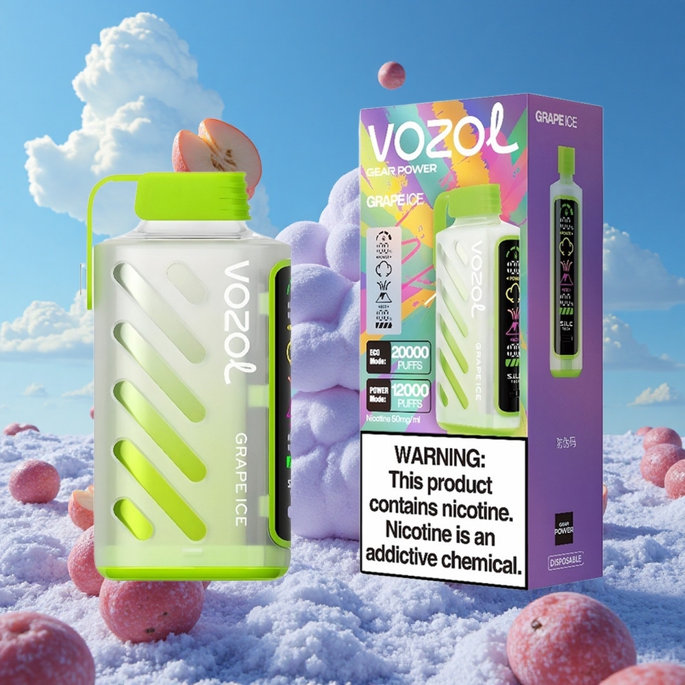 Druiven IJs VOZOL Gear Power 20000 Puffs Dubbele Mesh Spoel Coil Belgie Groothandel