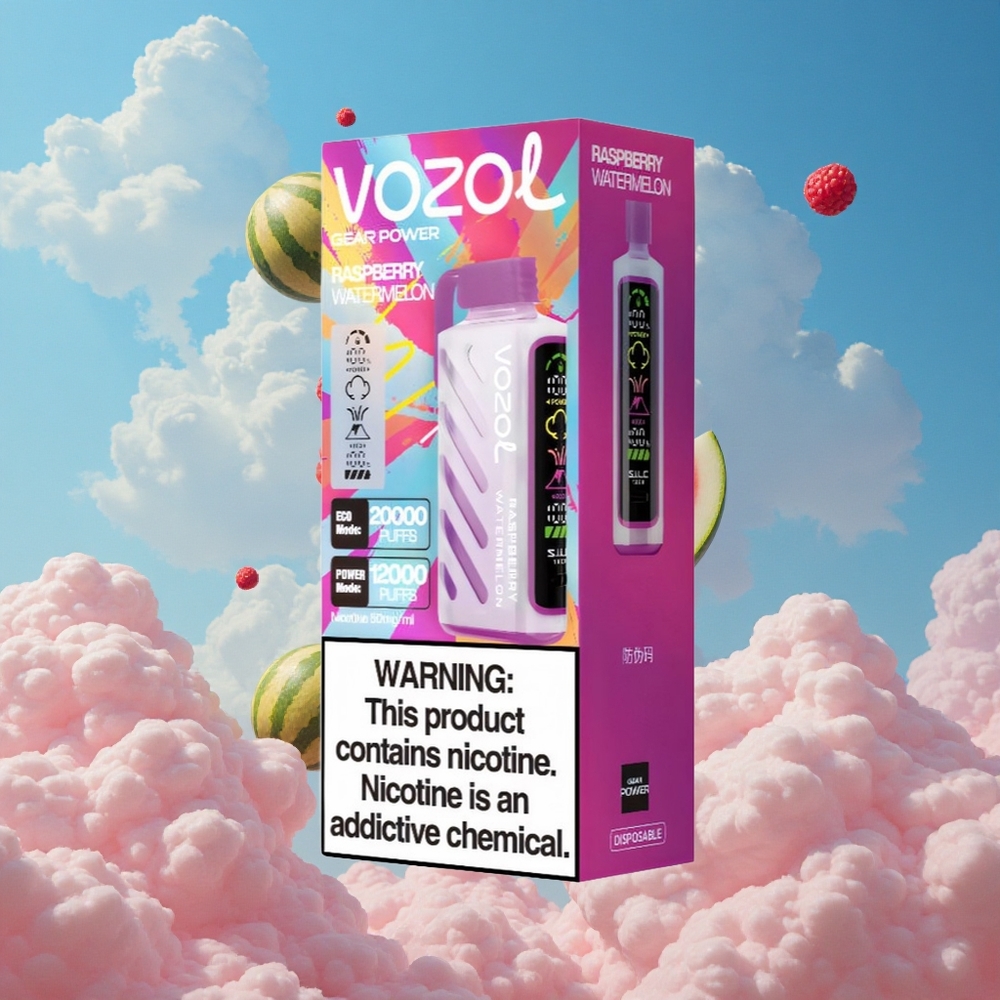 Framboos Watermeloen VOZOL Gear Power 20000 Puffs Dubbele Mesh Spoel Coil Belgie Groothandel