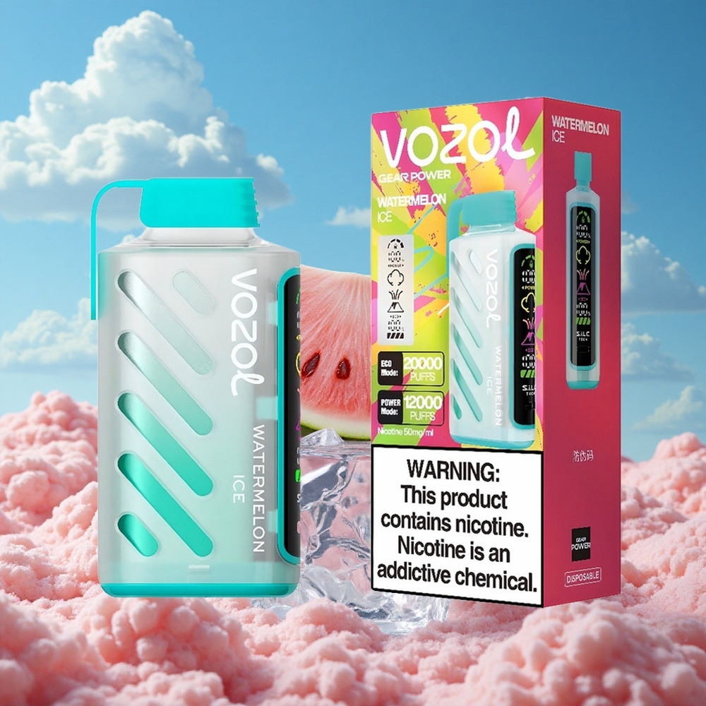 Watermeloen IJs VOZOL Gear Power 20000 Puffs Dubbele Mesh Spoel Coil Belgie Groothandel