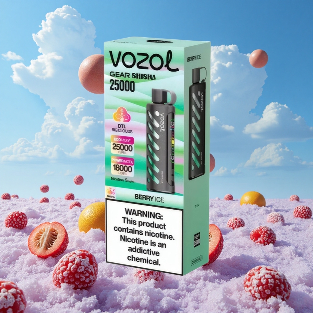 Bes-Koud Combinatie VOZOL Gear Shisha 25000 Puffs Dubbele Mesh Spoel Belgie Groothandel