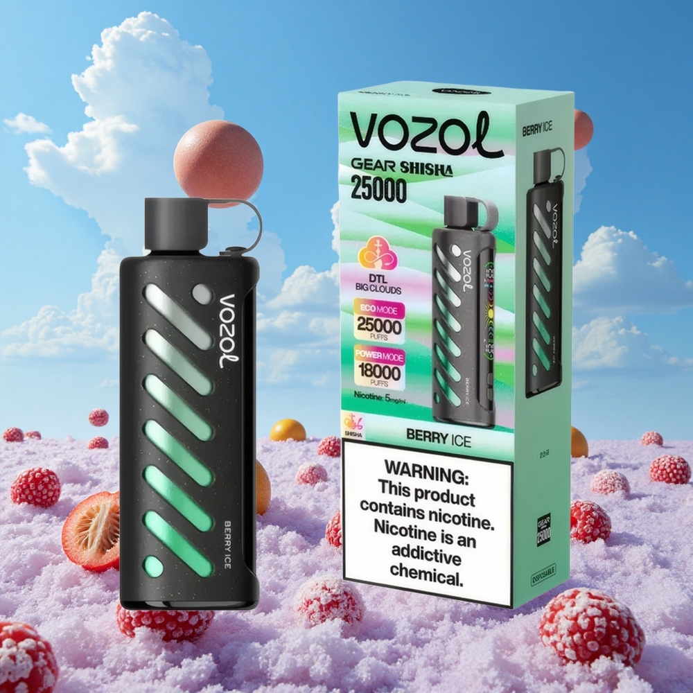 Bes-Koud Combinatie VOZOL Gear Shisha 25000 Puffs Dubbele Mesh Spoel Belgie Groothandel
