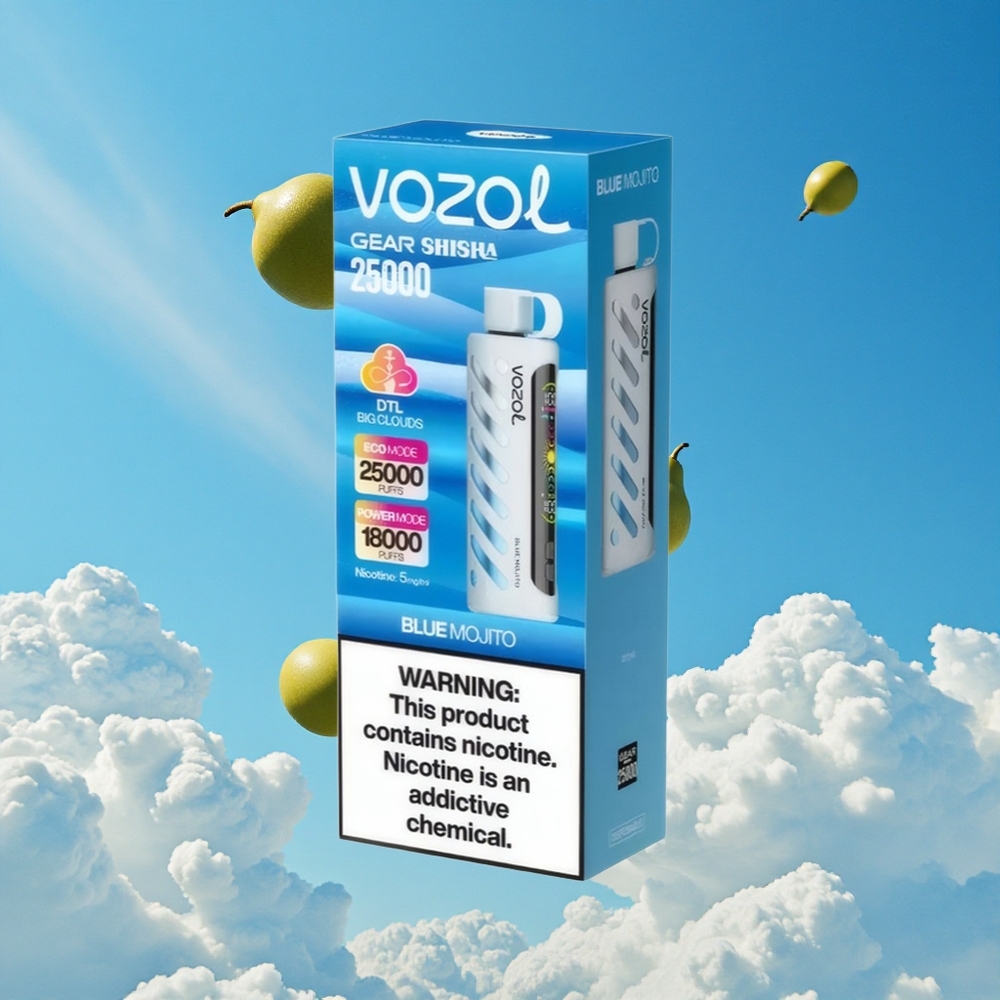 Blauwe Mojito VOZOL Gear 25000 Puffs Dubbele Mesh Spoel Dual Modes Belgie Groothandel