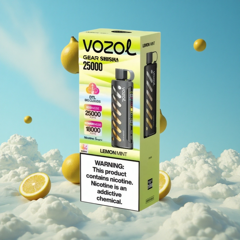 Citroen Munt VOZOL Gear Shisha 25000 Puffs Dubbele Mesh Spoel Dual Modes Belgie Groothandel
