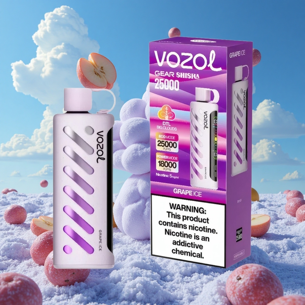 Druif Ijs VOZOL Gear Shisha 25000 Puffs Dubbele Mesh Modus Belgie Groothandel