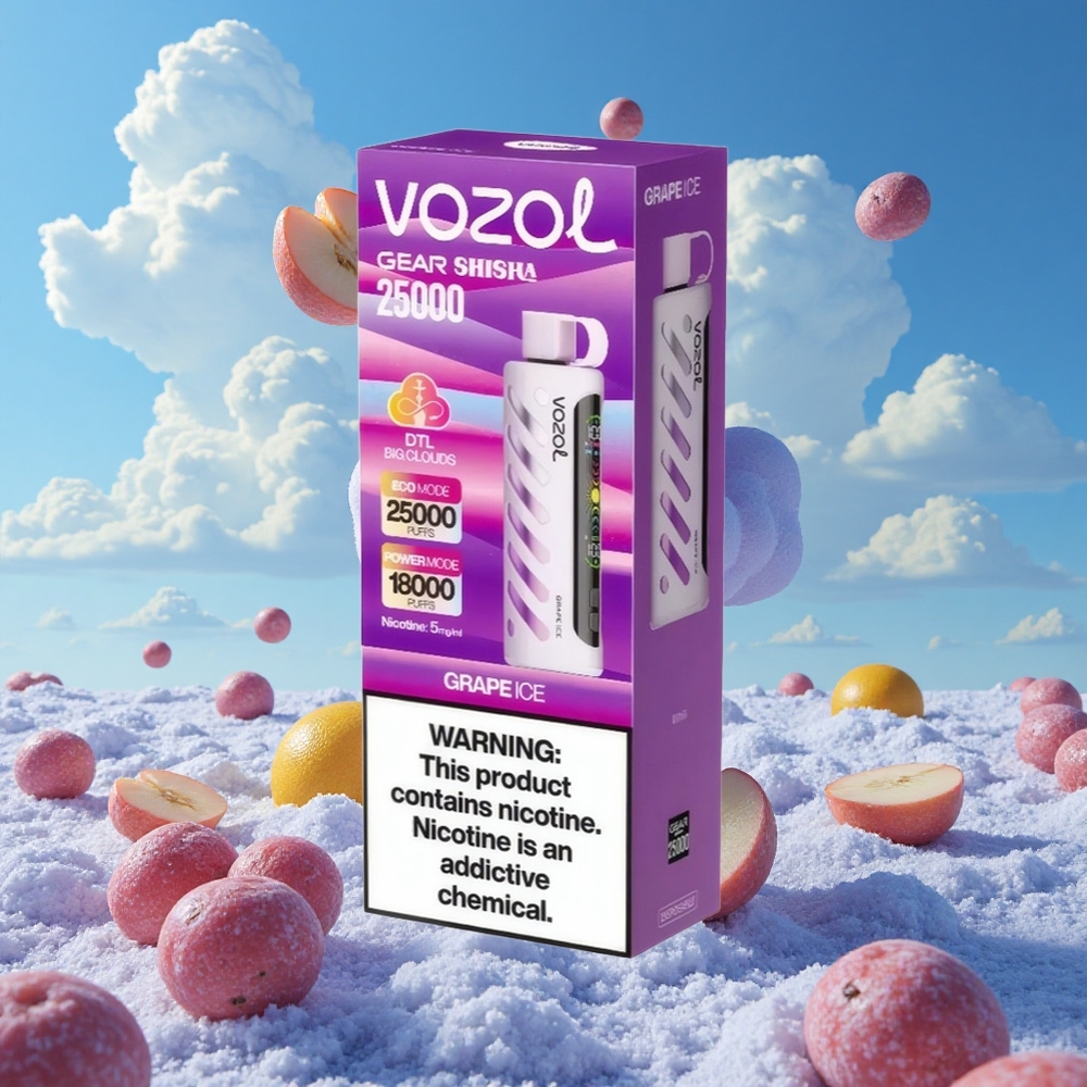 Druif Ijs VOZOL Gear Shisha 25000 Puffs Dubbele Mesh Modus Belgie Groothandel