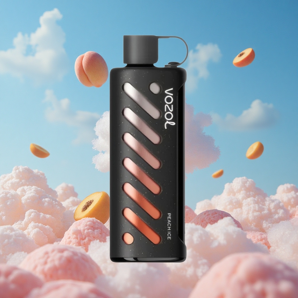 Perzik Ijs VOZOL Gear Shisha 25000 Puffs Dubbele Mesh Spoel Dual Modes Belgie Groothandel