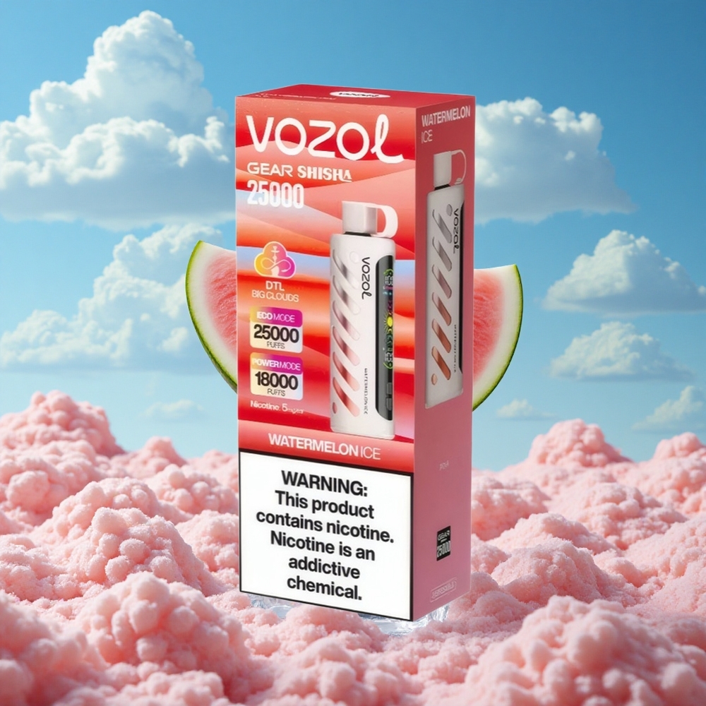 Watermeloen Ijs VOZOL Gear 25000 Puffs Dubbele Mesh Spoel Belgie Groothandel